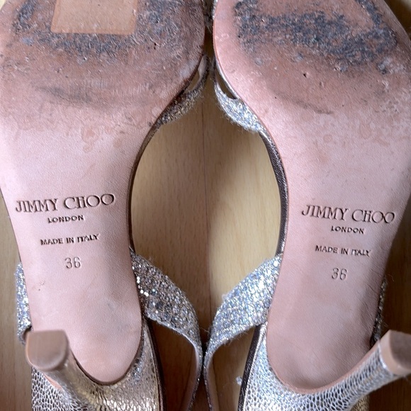 Jimmy Choo Champagne Glitter Sandals Pumps, size 36 - Picture 6 of 7